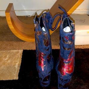 Blue flower boots